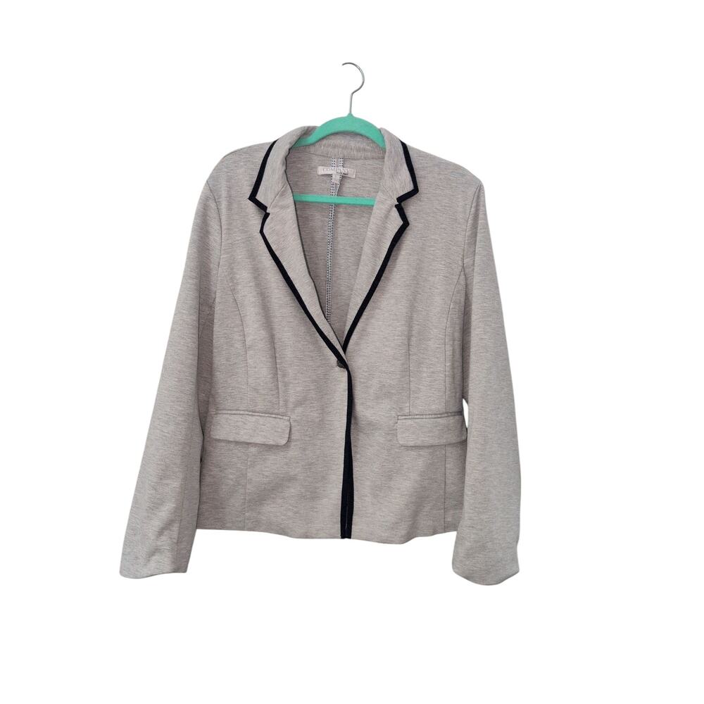 Ellen Tracy Gray Sweatshirt Jacket with Blue Trim Size Large - Picture 2 of 4